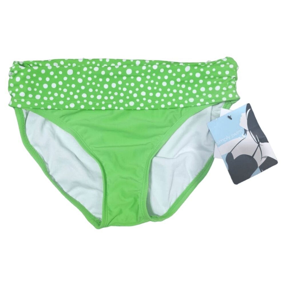 NWT Simply Swim Polka Dot Bikini Bottoms Bright Green Sz 8